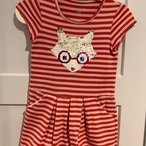 Cat & Jack Sweatshirt Sequin Fox Dress w/ Pockets! Girls M (7/8)